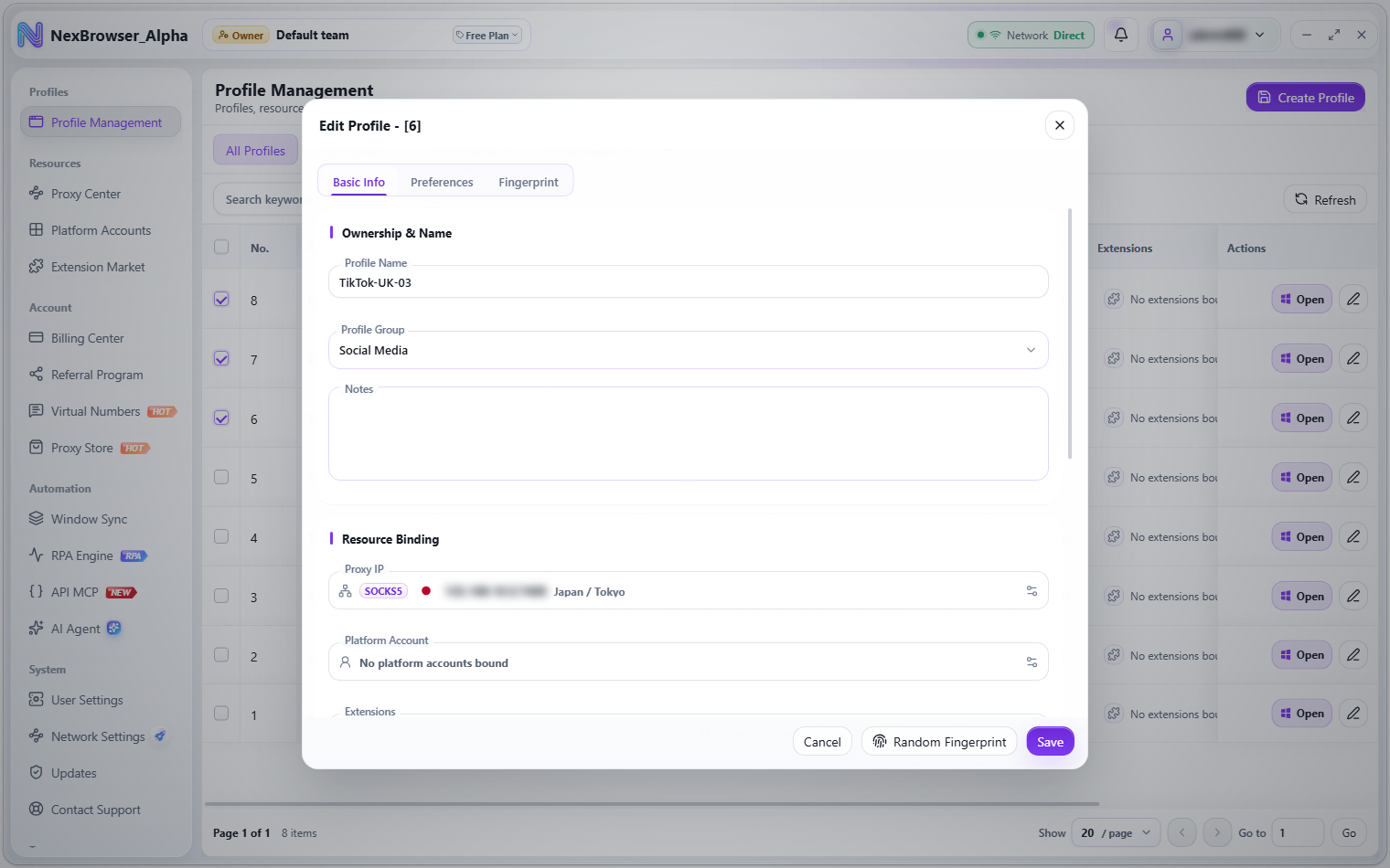 Create Profile - Basic Info