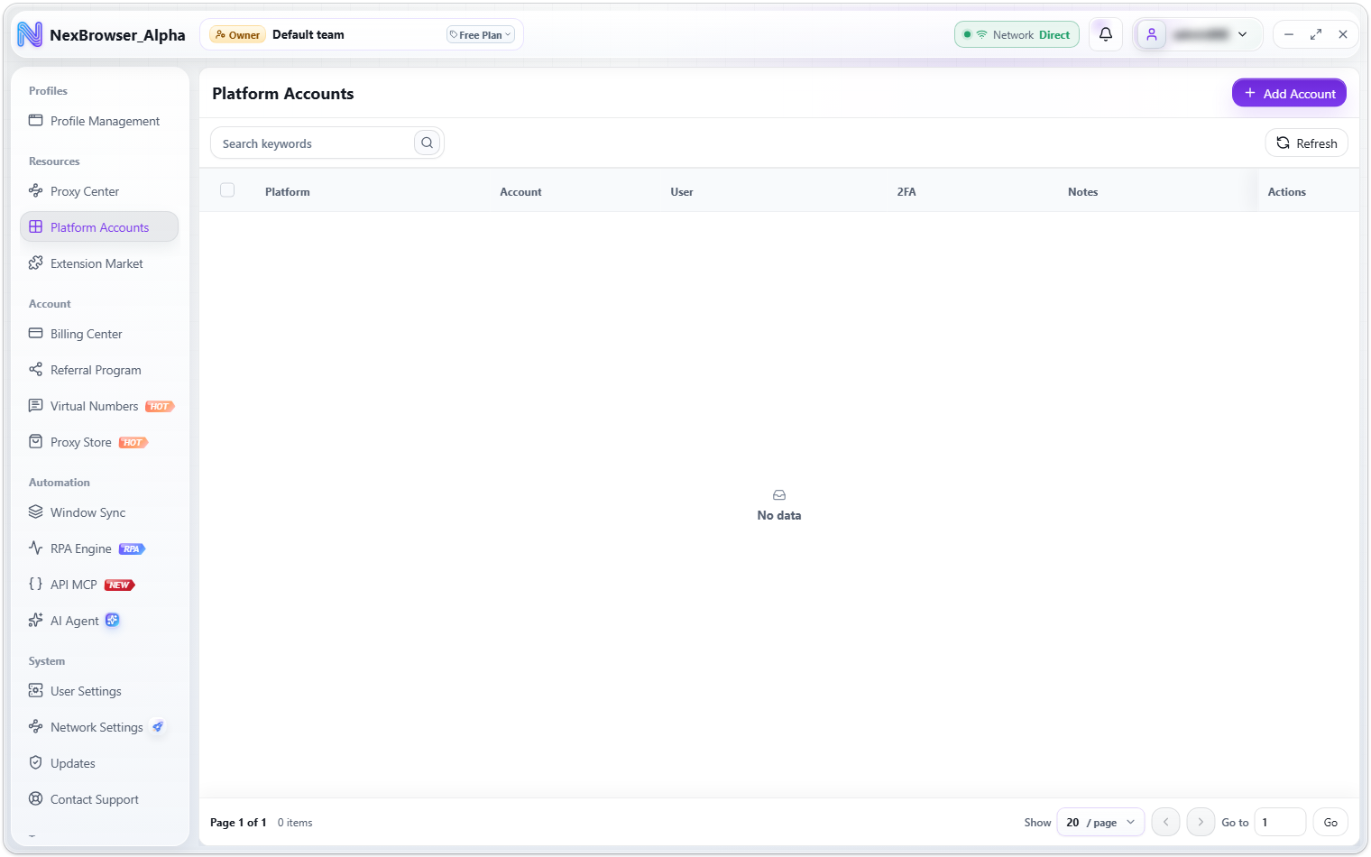 Platform Accounts